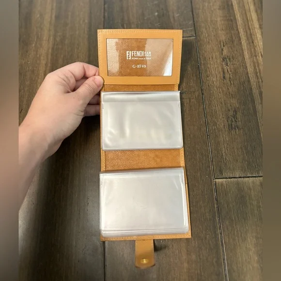 Vintage Fendi G-11749 Black & Tan Striped Photo Wallet Designer - Picture 5 of 11